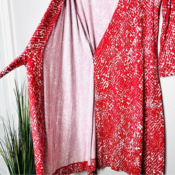 DVF New Julian Two Serpent Tango Snake Print Red & White Jersey Wrap Dress - Picture 5 of 7